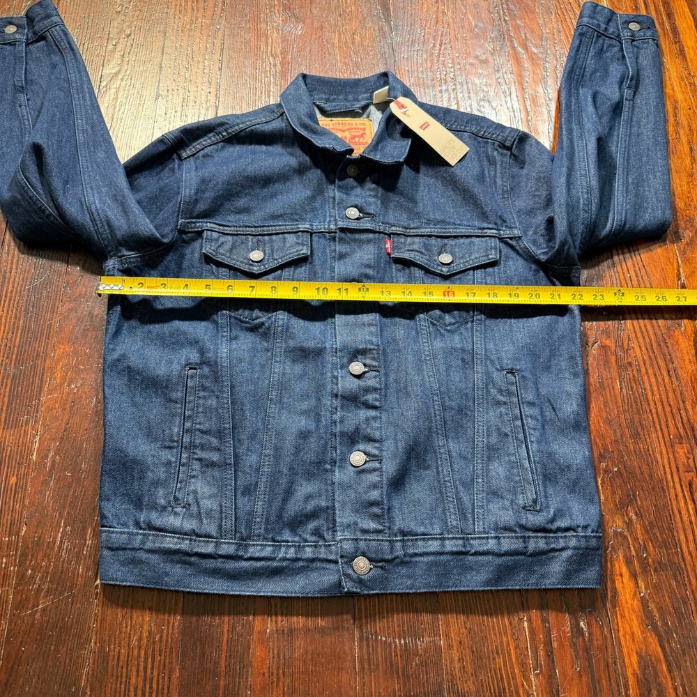 Levis Trucker Jacket Mens M Dark Indigo Denim Standard Fit 72334-0673 IRREGULAR - Picture 3 of 9